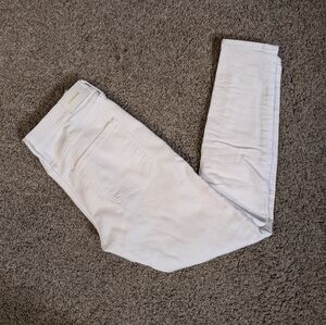 Women's Express Cropped Skinny Mid Rise Stretch White Jeans SZ 4R 4
